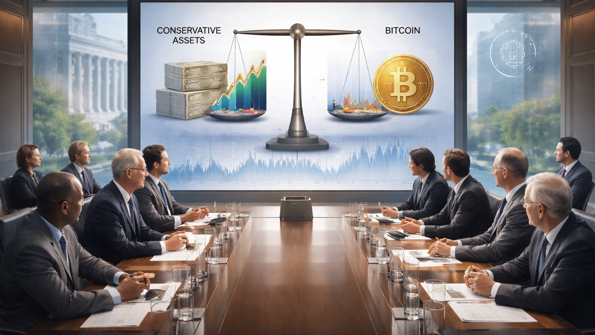 Vizualni prikaz balansiranja rizika i Bitcoina u mirovinskim fondovima
