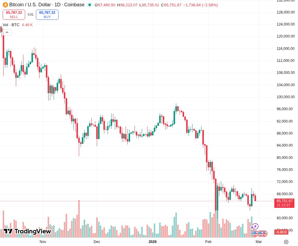 TradingView graf za BTC