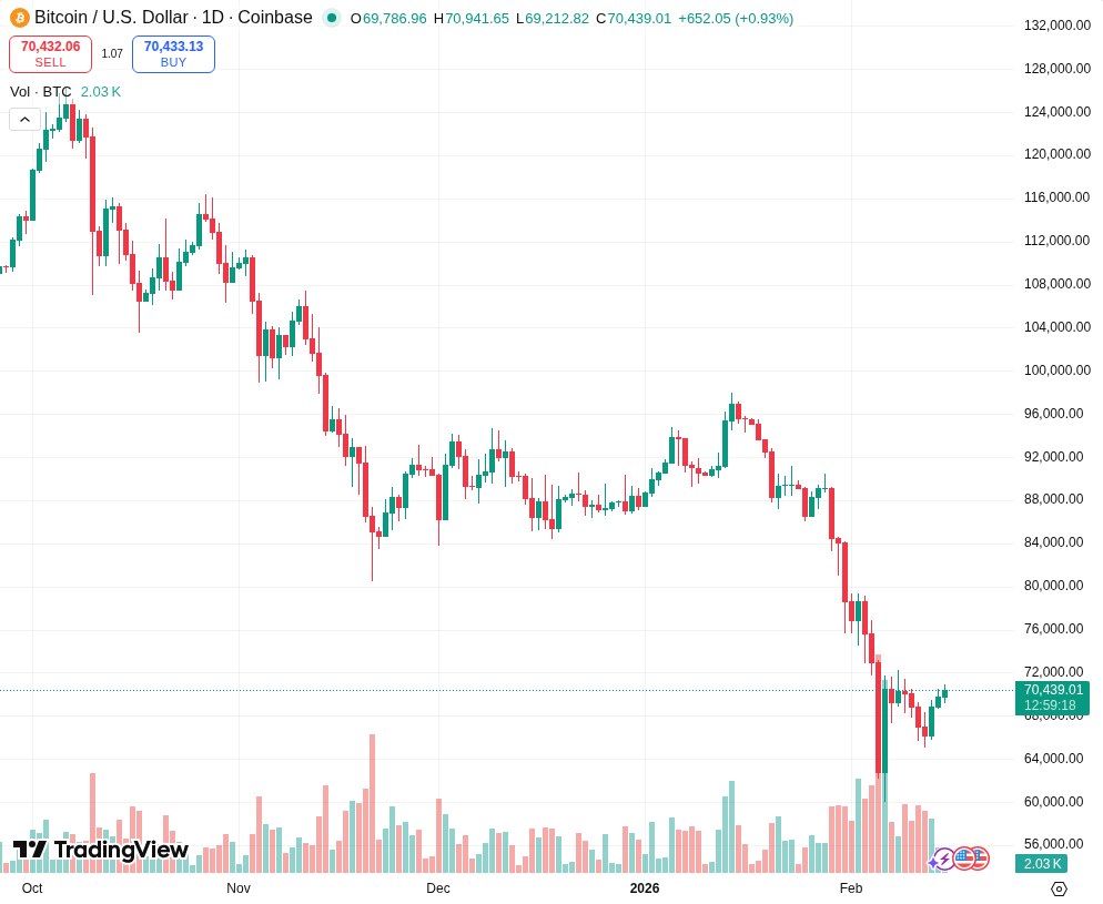 TradingView graf za BTC