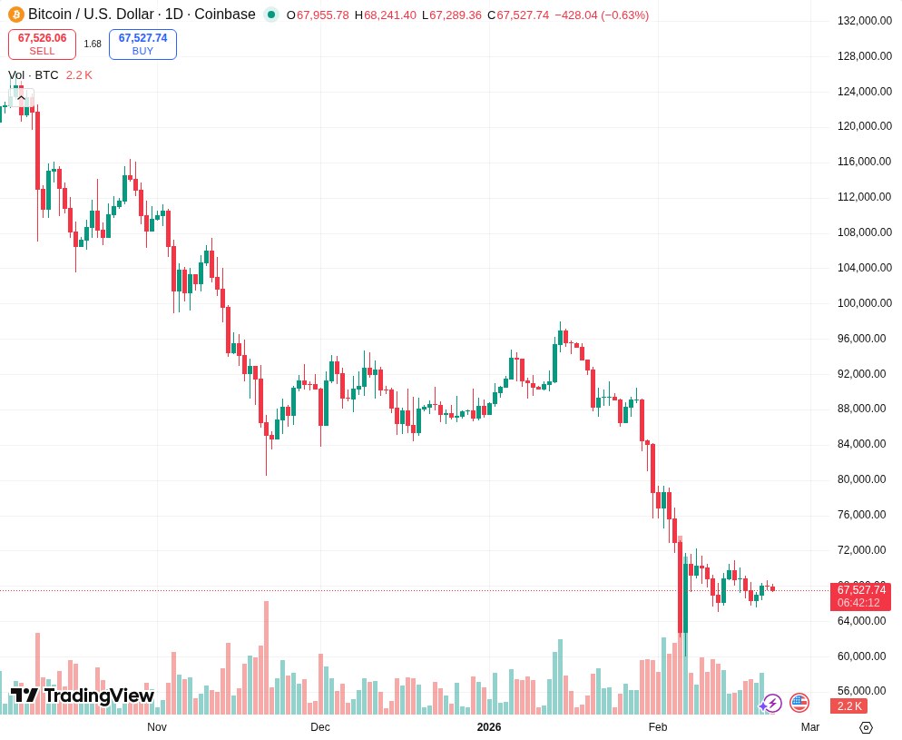 TradingView graf za BTC