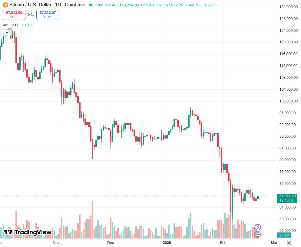 TradingView graf za BTC