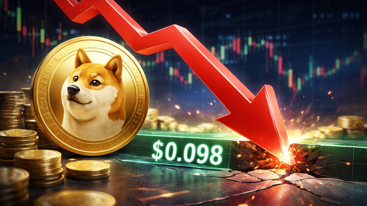 grafikon cijene Dogecoina prikazuje nagli pad ispod ključne podrške