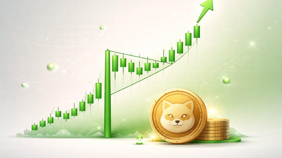 Shematski prikaz bullish flag uzorka na SHIB-u s označenim razinama