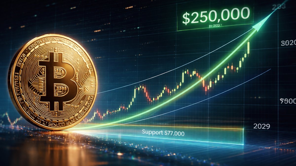 Graf rasta Bitcoina uz prognozu cijene 250.000 dolara