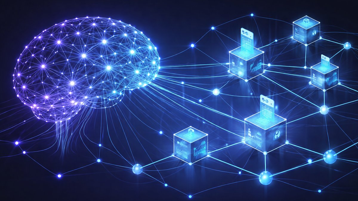 Ilustracija AI i blockchain integracije