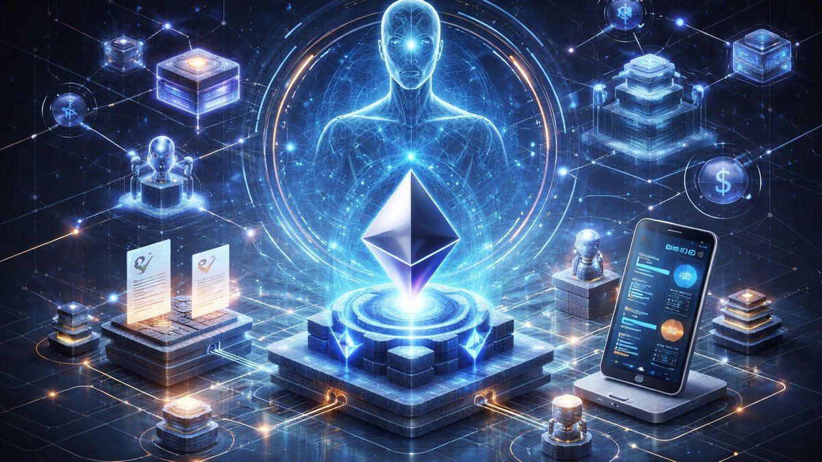 Ilustracija umjetne inteligencije koja analizira blockchain mrežu i pametne ugovore