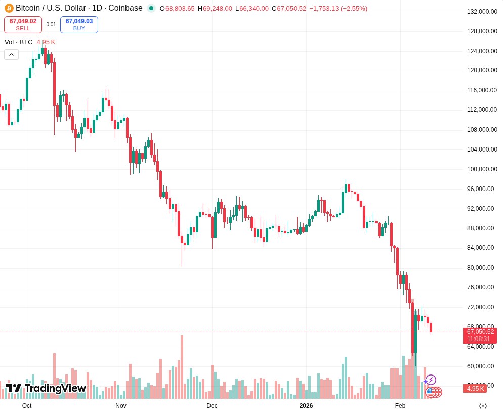 TradingView graf za BTC