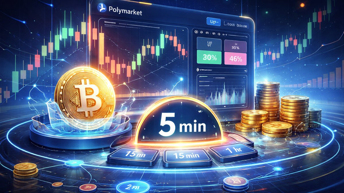 Graf volatilnosti Bitcoina i Polymarket tržišta klađenja u pet minuta