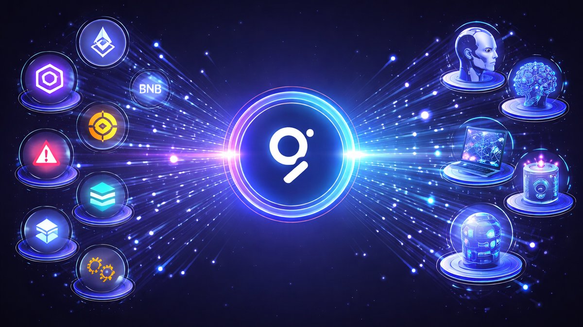 Dijagram koji prikazuje The Graph kao most između AI i blockchaina
