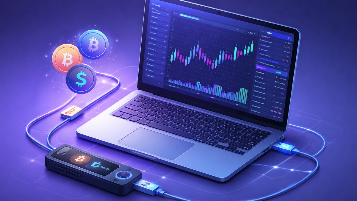 Ledger hardverski novčanik s OKX DEX sučeljem na ekranu