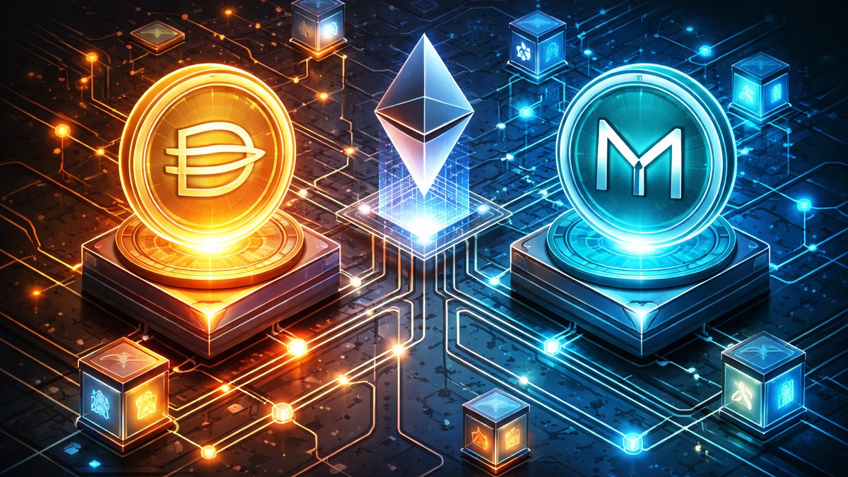 Ilustracija DAI i MKR tokena na Ethereum mreži