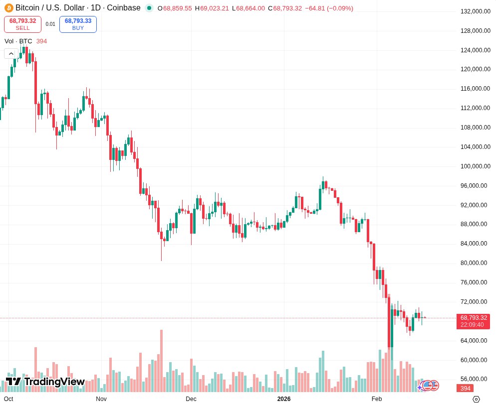 TradingView graf za BTC