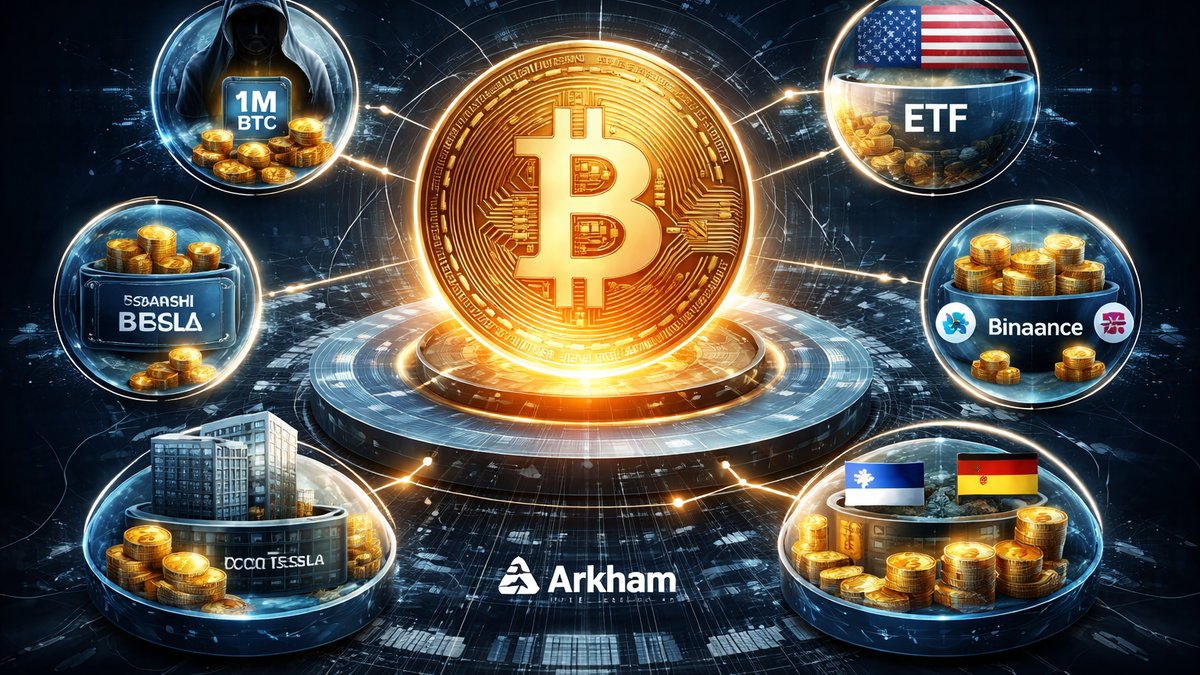 Grafikon najvećih vlasnika Bitcoina 2026. prema Arkham podacima