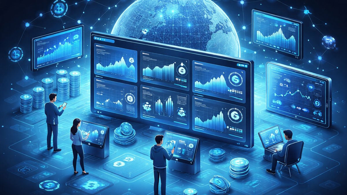 Ilustracija tržišta predviđanja u fintech stilu