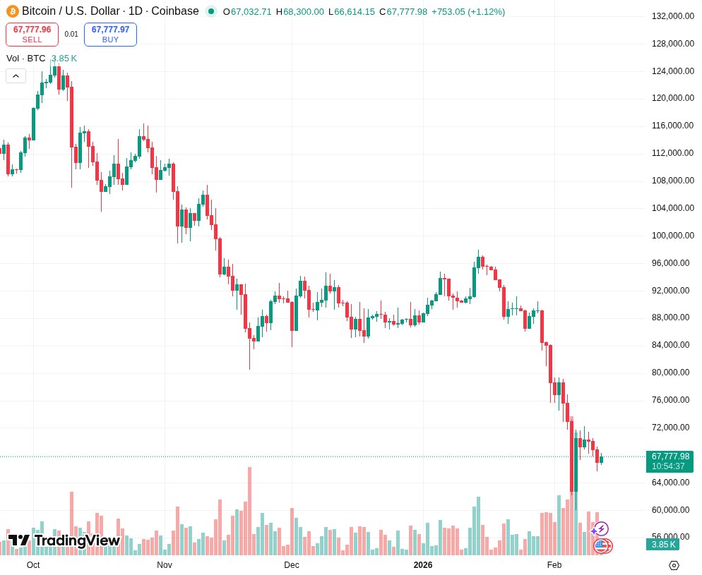TradingView graf za BTC