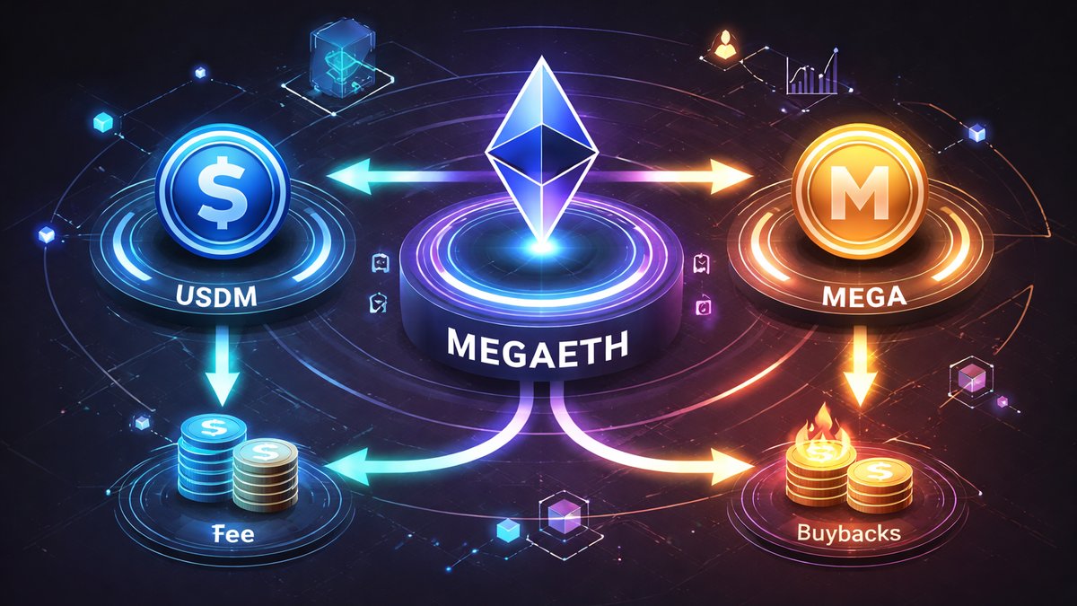 Dijagram odnosa između USDM stablecoina i MEGA tokena u MegaETH ekosustavu