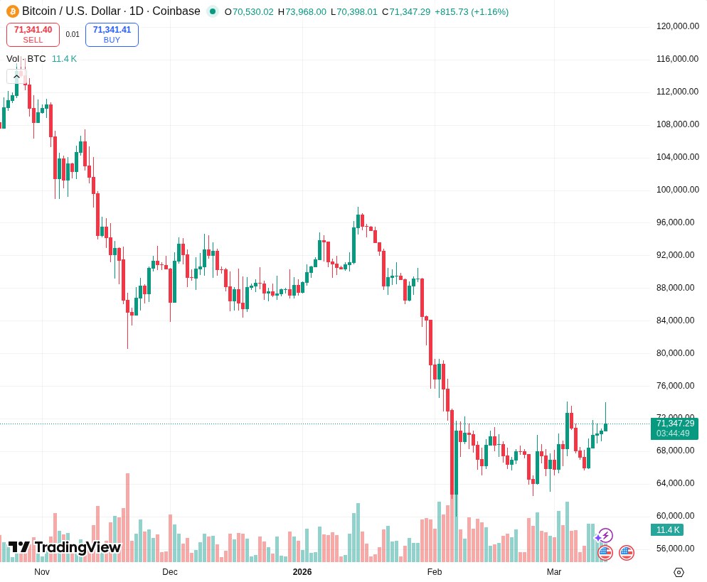 TradingView graf za BTC