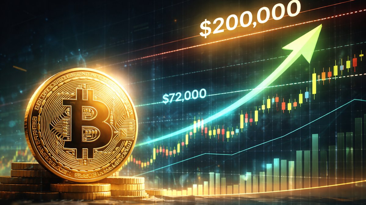 Graf rasta Bitcoina s označenim ciljevima cijene 200.000 i 150.000 dolara