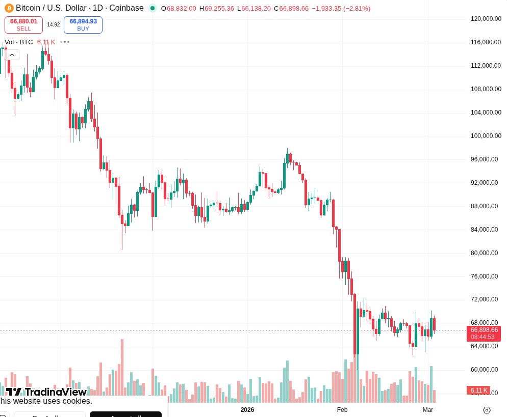 TradingView graf za BTC