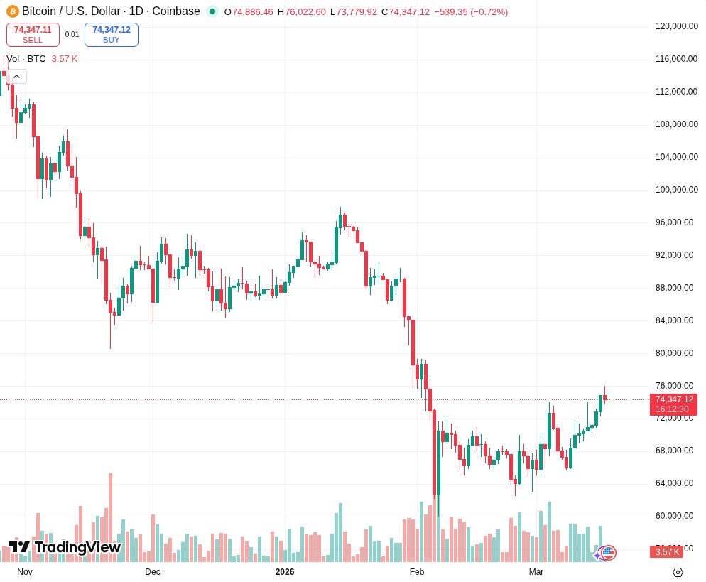 TradingView graf za BTC