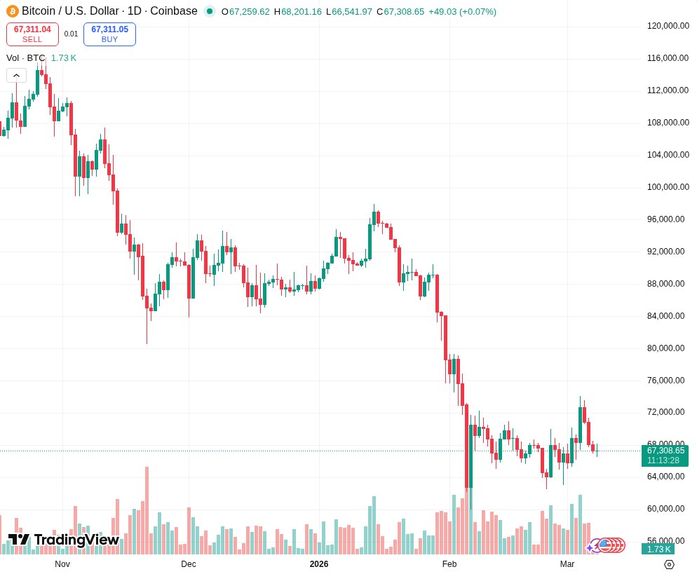TradingView graf za BTC