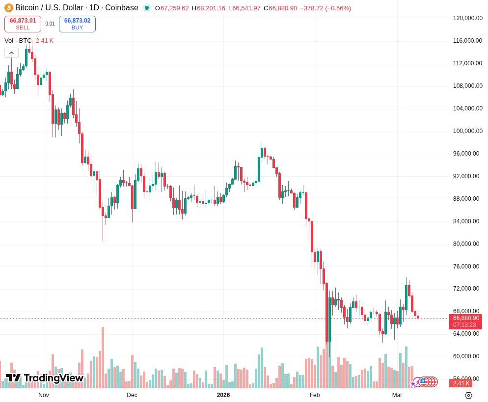 TradingView graf za BTC