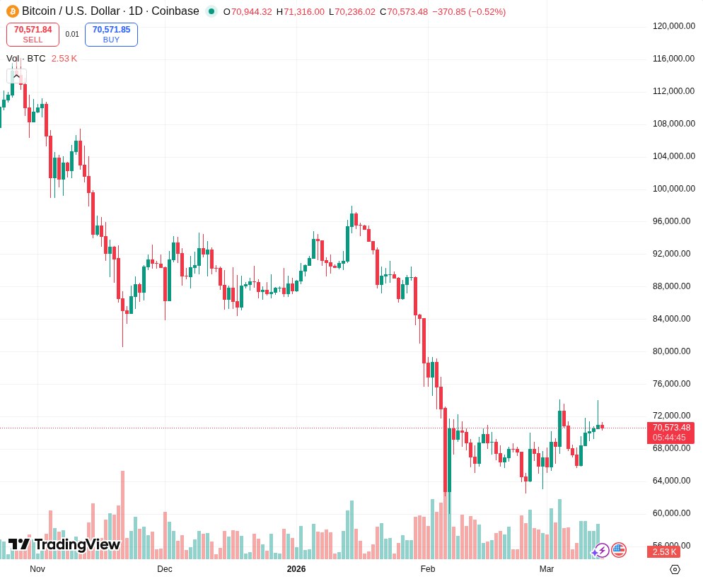 TradingView graf za BTC