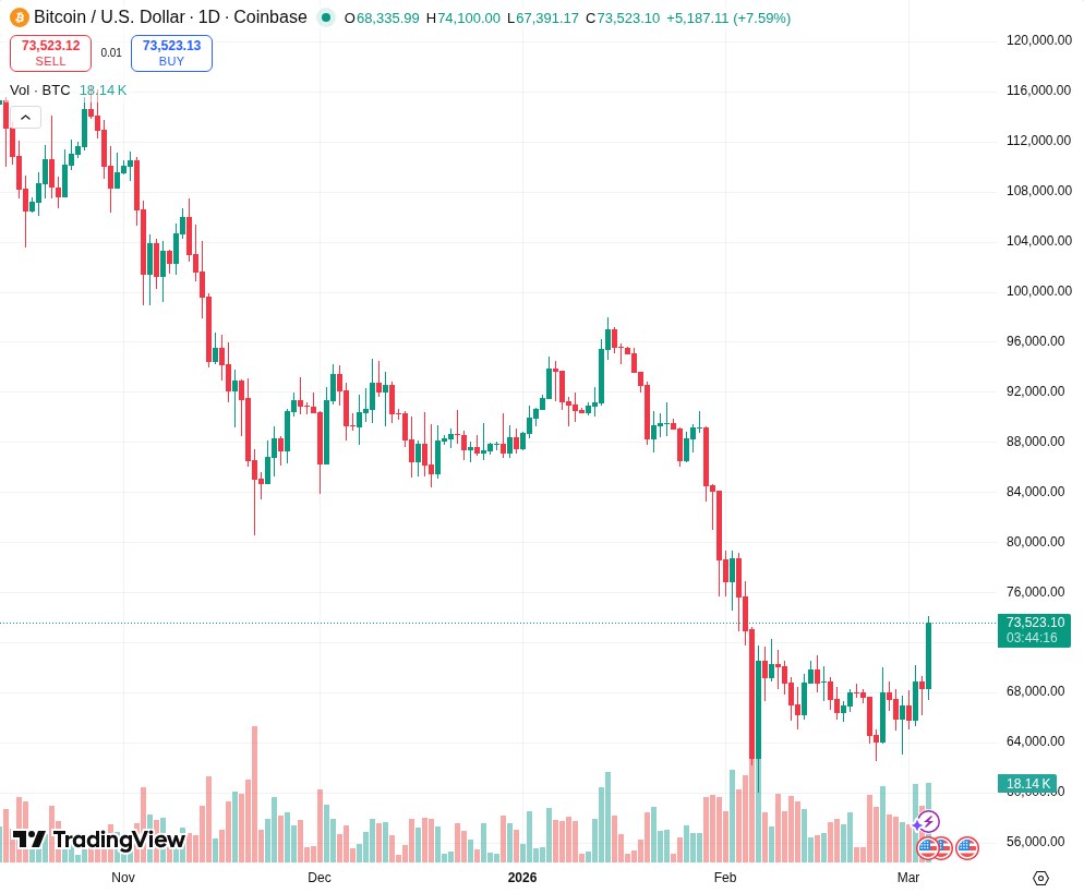 TradingView graf za BTC
