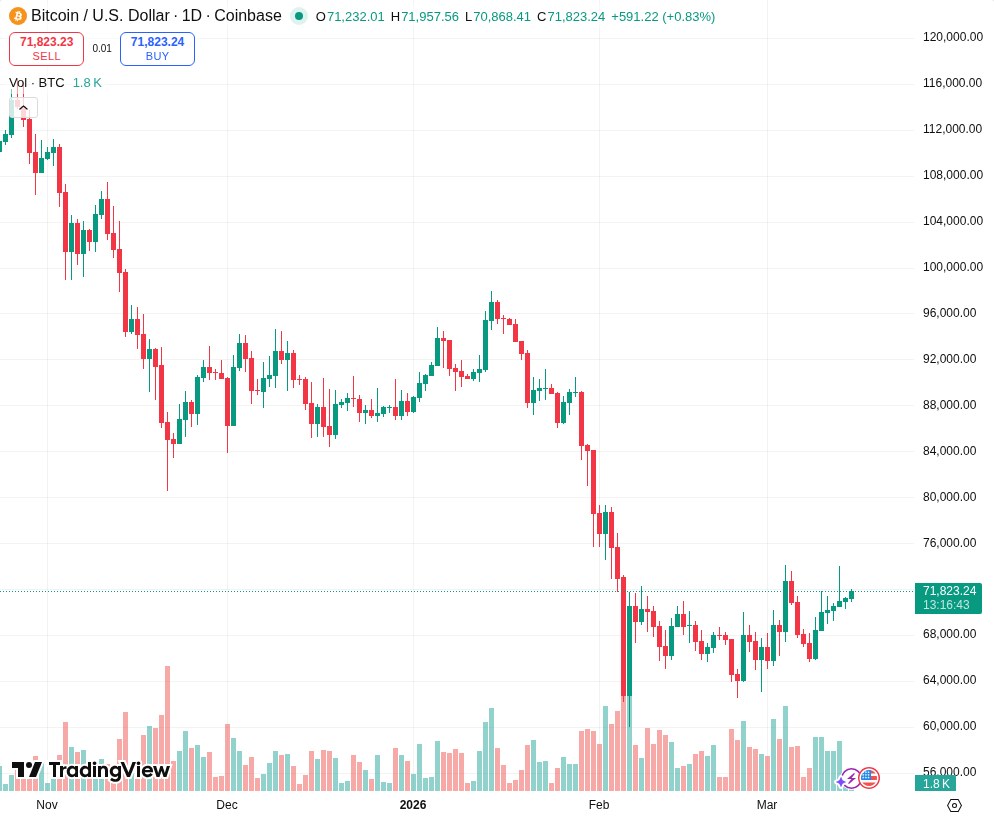 TradingView graf za BTC