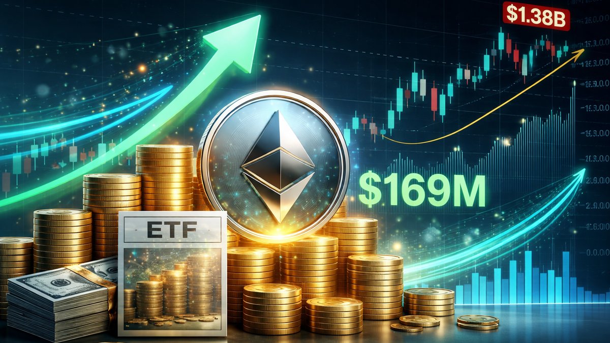 Graf neto priljeva u Ethereum ETF-ove doseže 169 milijuna dolara