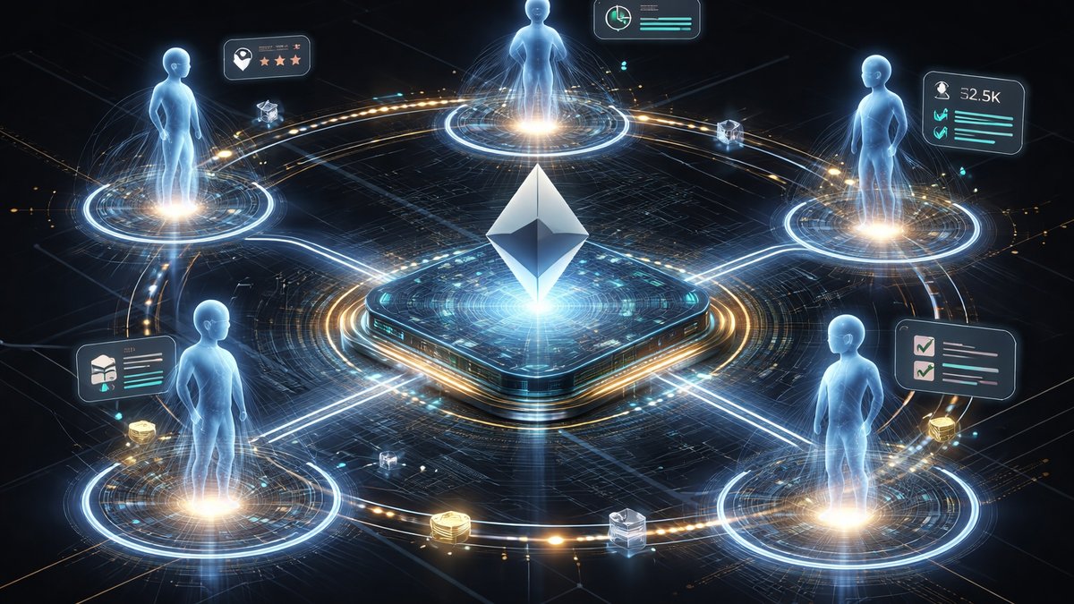 Dijagram koordinacije AI agenata preko Ethereuma