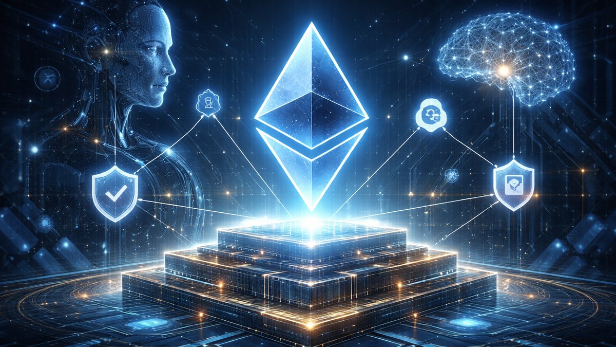 Ilustracija umjetne inteligencije povezana s blockchain mrežom Ethereuma
