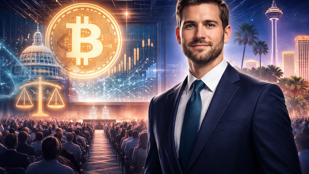 Mike Selig govori na velikoj Bitcoin konferenciji pred publikom