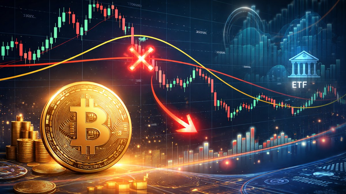 Bitcoin graf s označenim death cross uz trend pada cijene