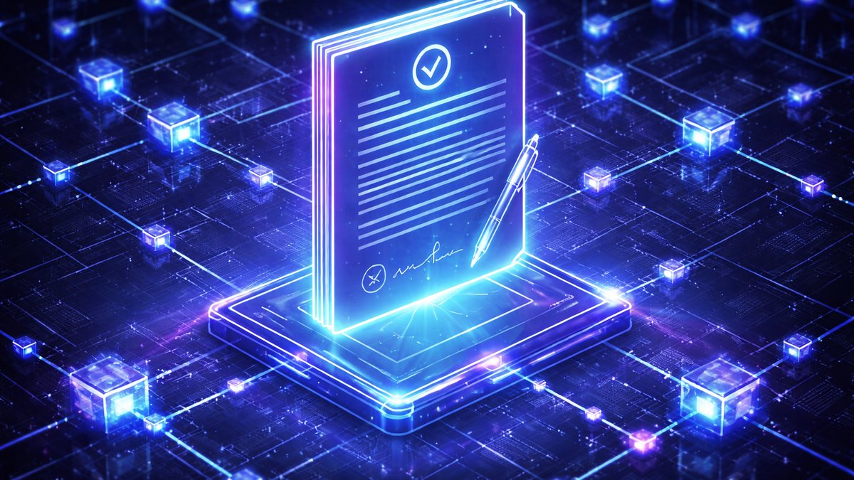 Ilustracija pametnog ugovora na blockchainu