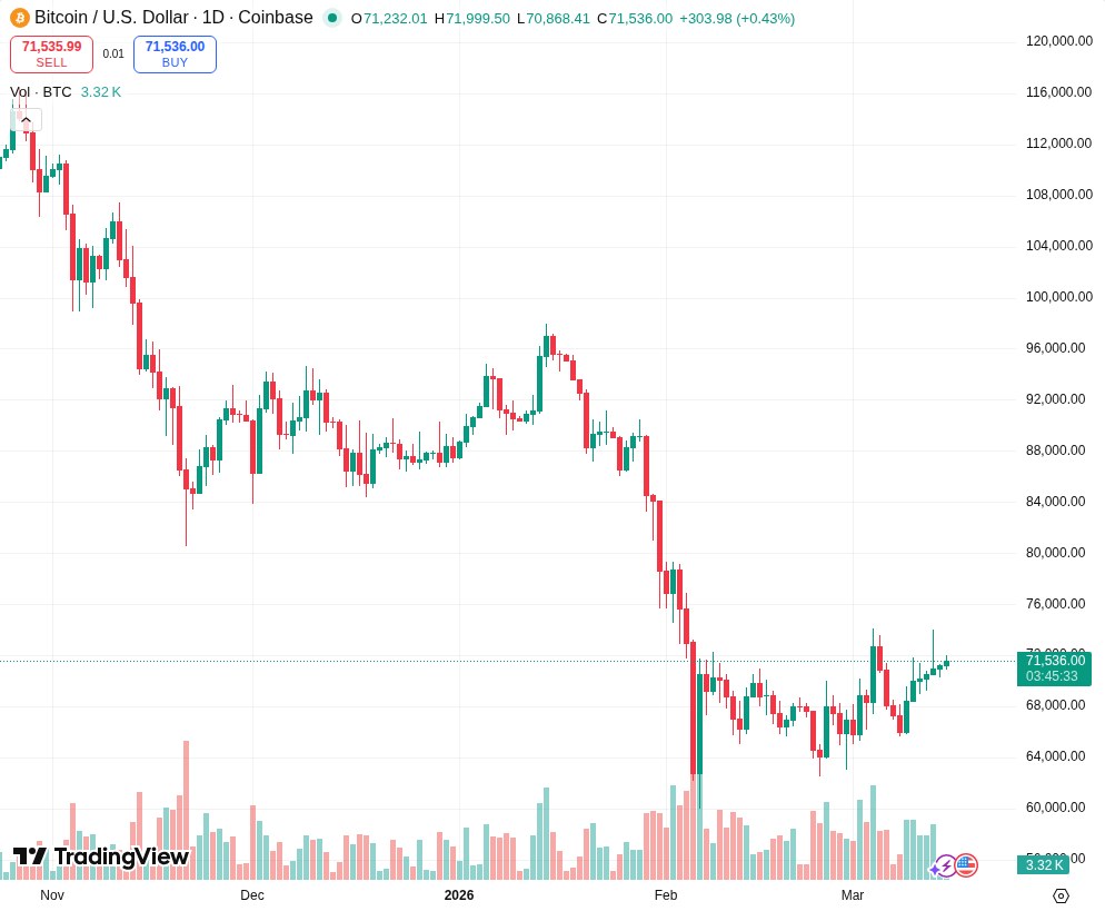 TradingView graf za BTC