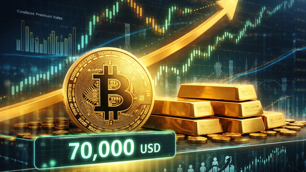 Graf cijene Bitcoina blizu 70.000 dolara uz usporedbu sa zlatom