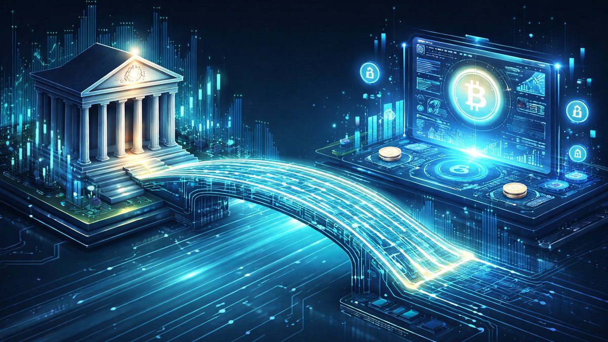 Vizualni prikaz spajanja tradicionalnih i kripto tržišta