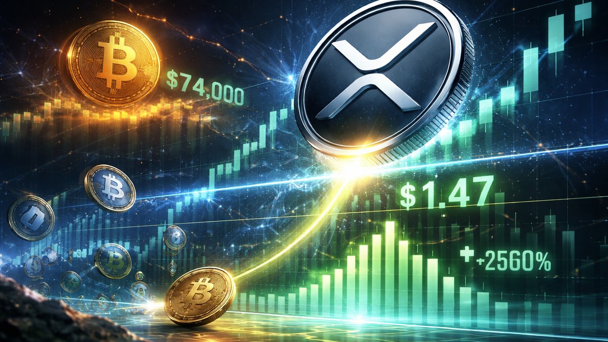 Graf cijene XRP-a iznad 1,47 dolara uz rast od 3%