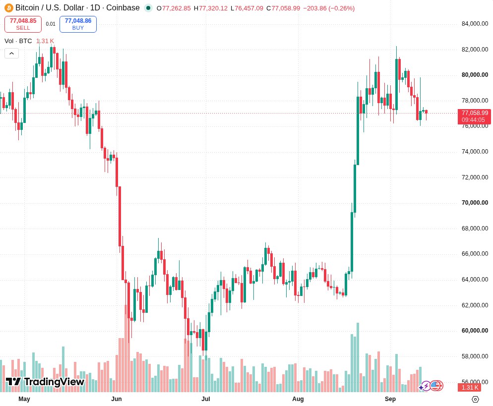 TradingView graf za BTC