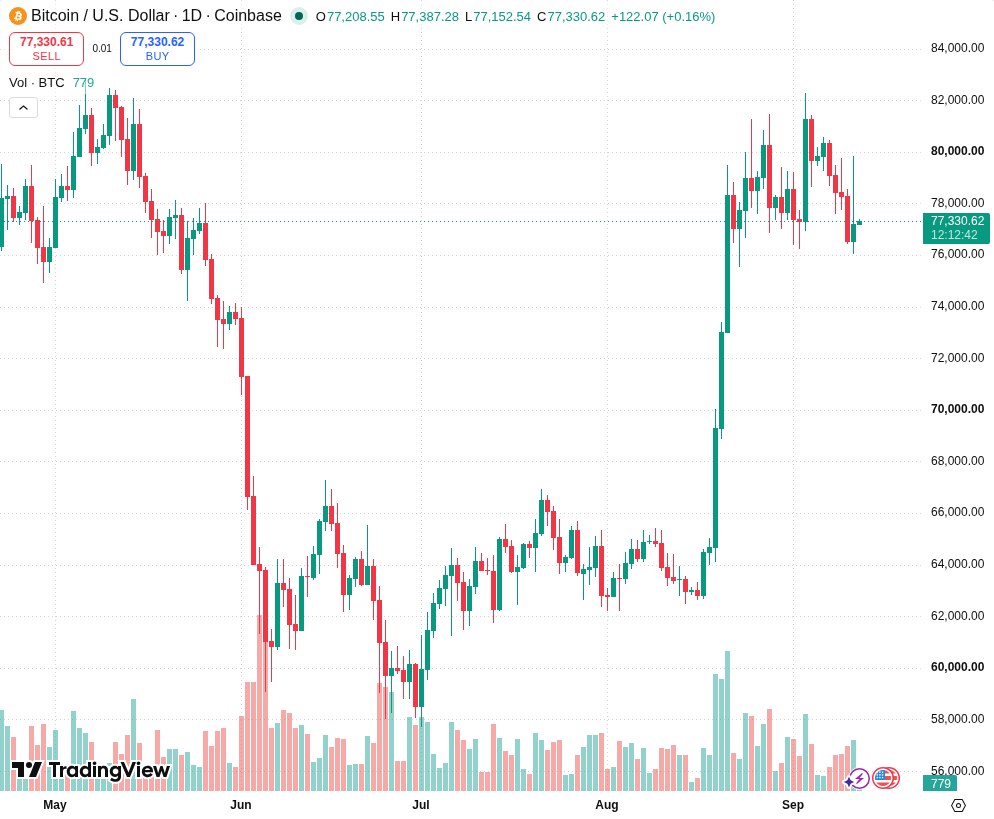 TradingView graf za BTC